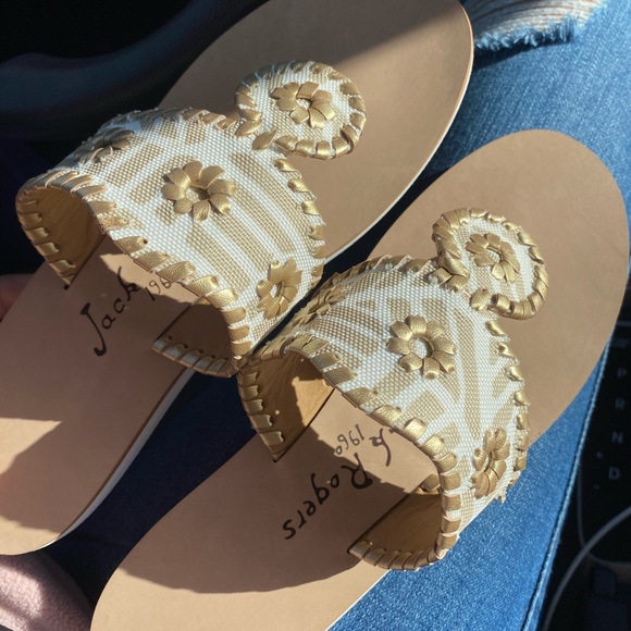 Gold & White Jack Rogers 6 1/2 - Picture 2 of 5